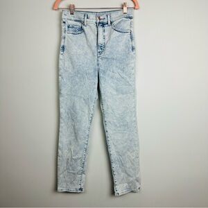 Express Blue Super High Waist Acid Wash Cotton Blended Skinny Jeans Size 8R